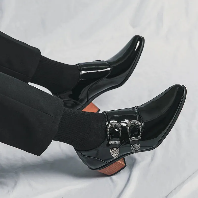 Luxury Classic High Heels Black Leather Shoes