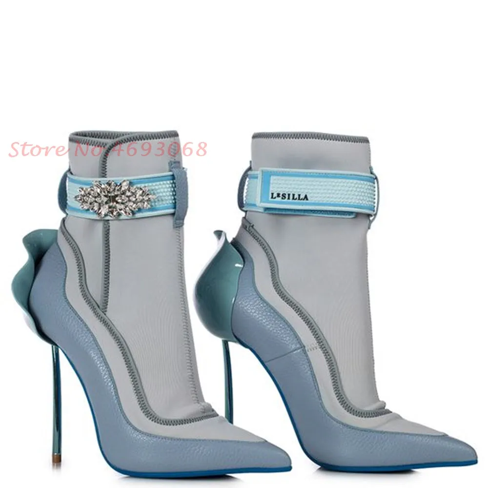 Luxury Diamond Flower Suede Leather Thin High Heel