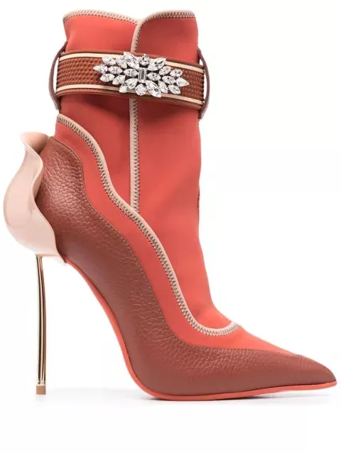 Luxury Diamond Flower Suede Leather Thin High Heel