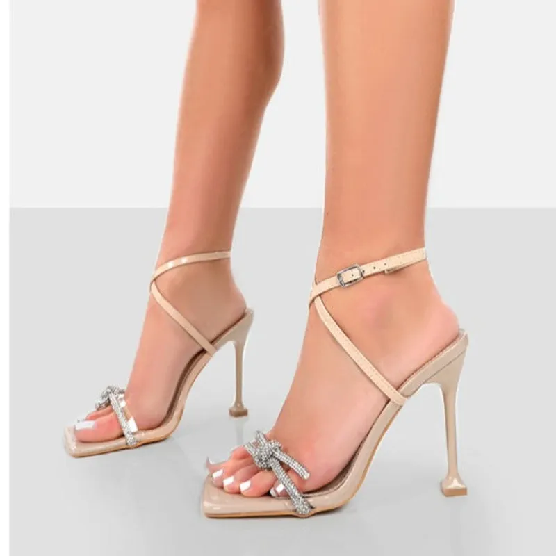 Luxury Rhinestones Bowknot Summer High Heels