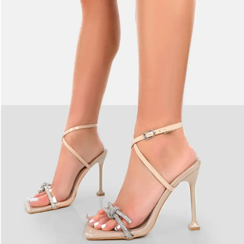 Luxury Rhinestones Bowknot Summer High Heels