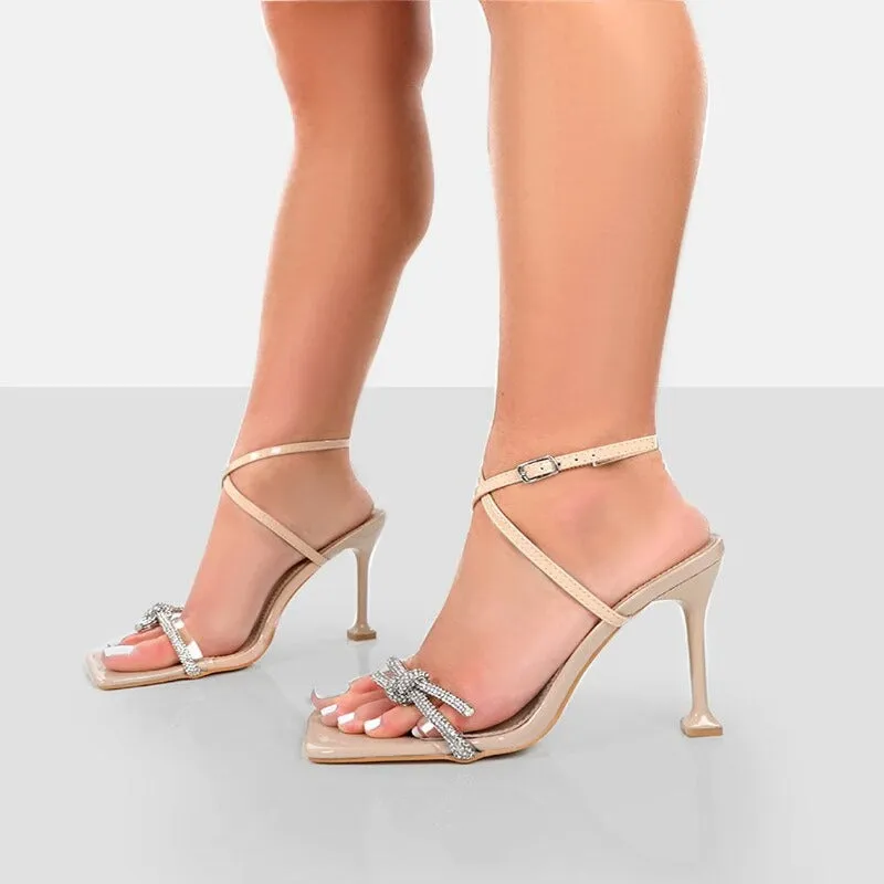Luxury Rhinestones Bowknot Summer High Heels
