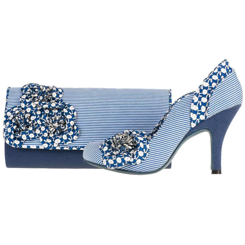 Maisie Blue High Heel Court Shoe & Matching Milan Bag by Ruby Shoo