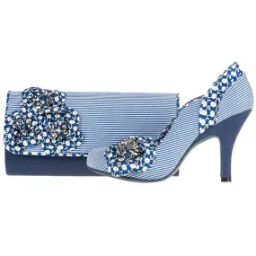 Maisie Blue High Heel Court Shoe & Matching Milan Bag by Ruby Shoo