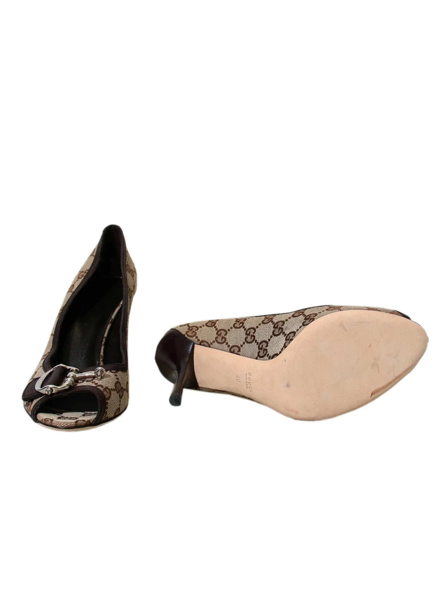 Monogram Peep-Toe Heels
