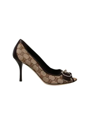 Monogram Peep-Toe Heels