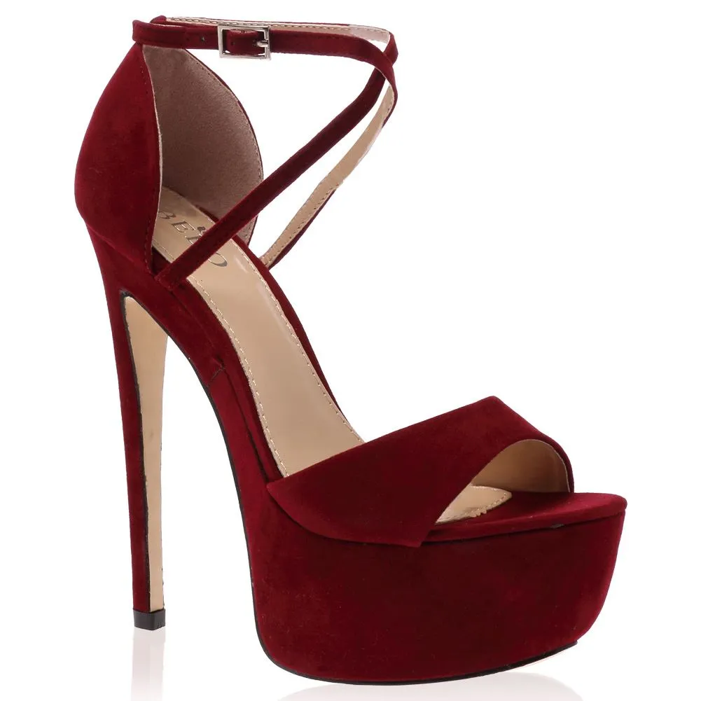 Nala Bordeaux Faux Suede Stiletto Heel