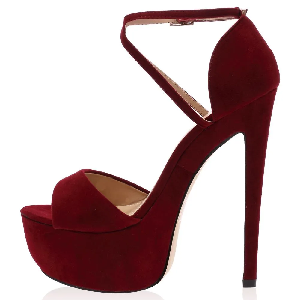 Nala Bordeaux Faux Suede Stiletto Heel
