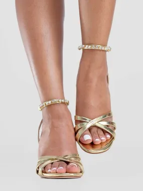 Nine West Fran Heel Sandals - Golden