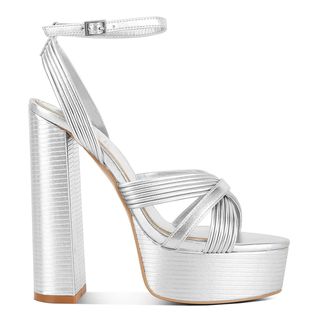 Patent PU Cross Strap High Heeled Sandals