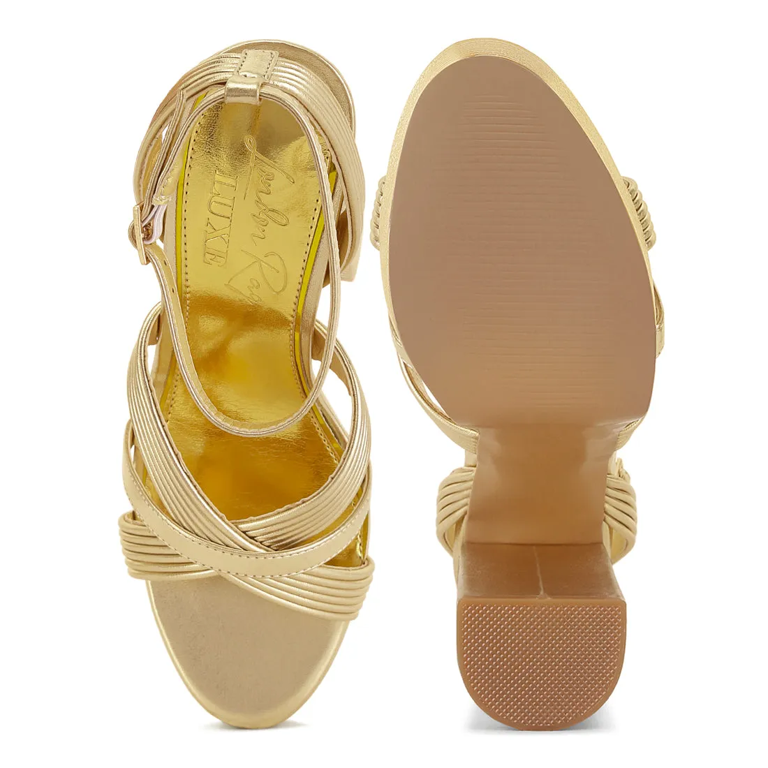 Patent PU Cross Strap High Heeled Sandals
