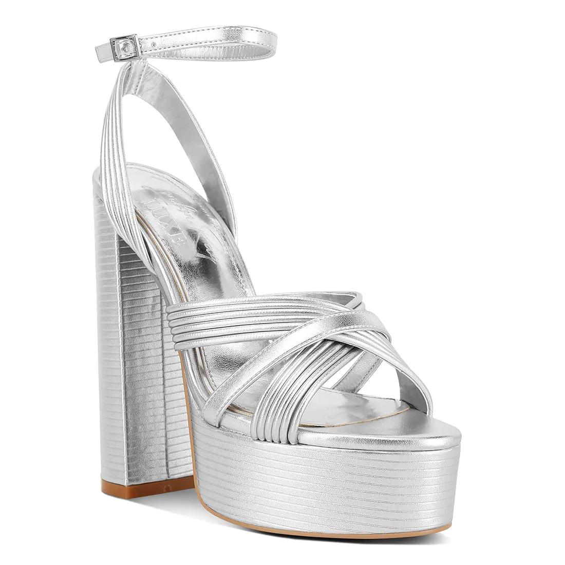 Patent PU Cross Strap High Heeled Sandals