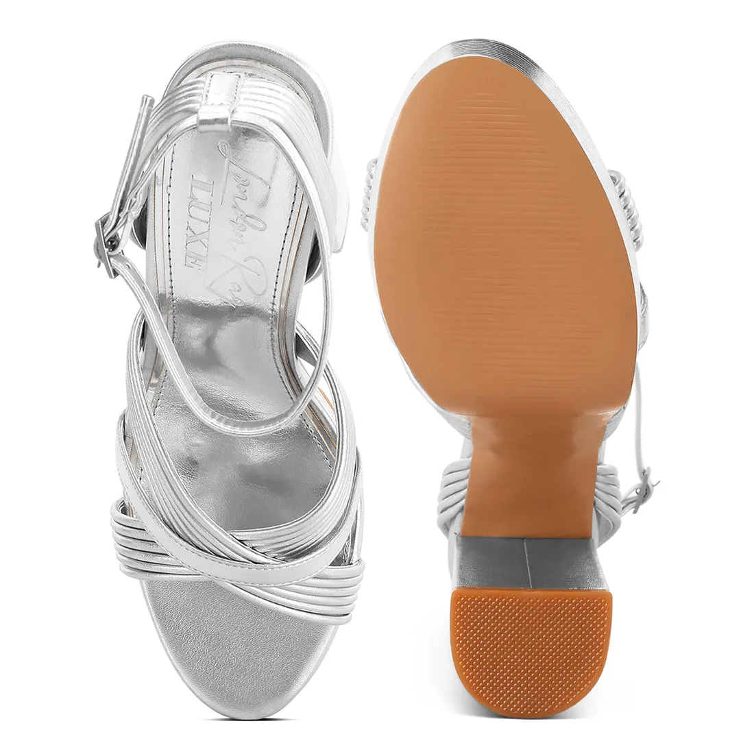 Patent PU Cross Strap High Heeled Sandals
