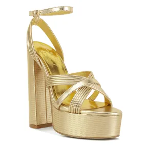 Patent PU Cross Strap High Heeled Sandals