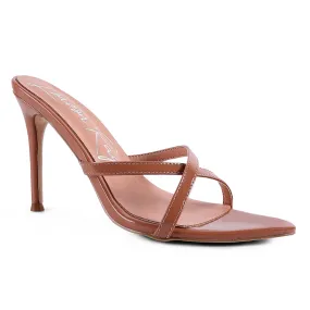 Peach High Heeled Pointed Toe Sandal