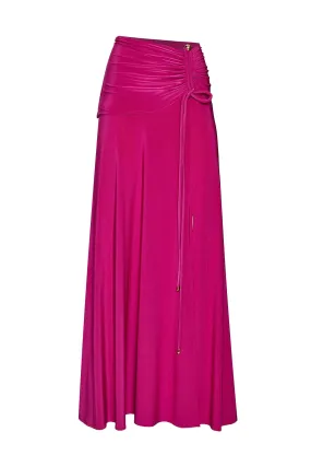 Shirred Slit Skirt with Shirred Waist Pink