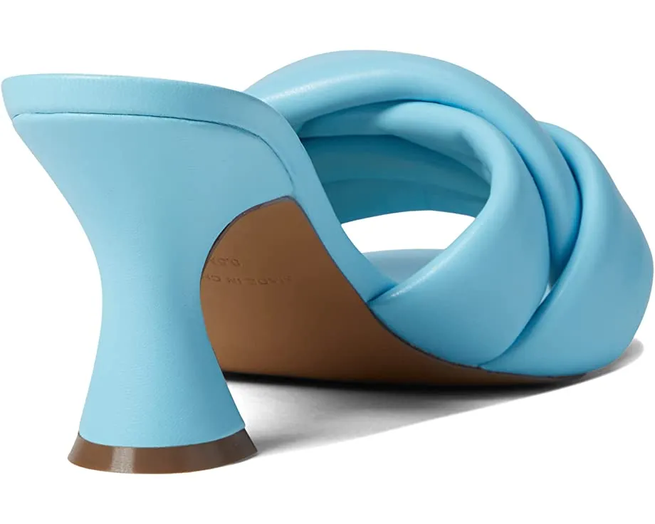 Steve Madden Latta Blue Slip On Squared Open Toe X Strap Designed Heeled Sandals