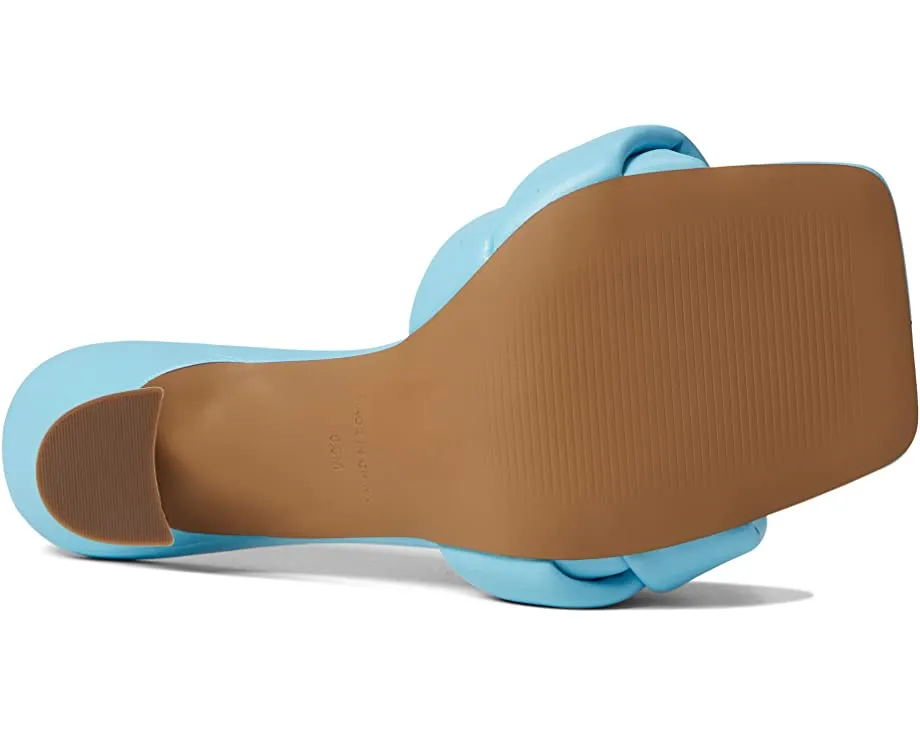 Steve Madden Latta Blue Slip On Squared Open Toe X Strap Designed Heeled Sandals