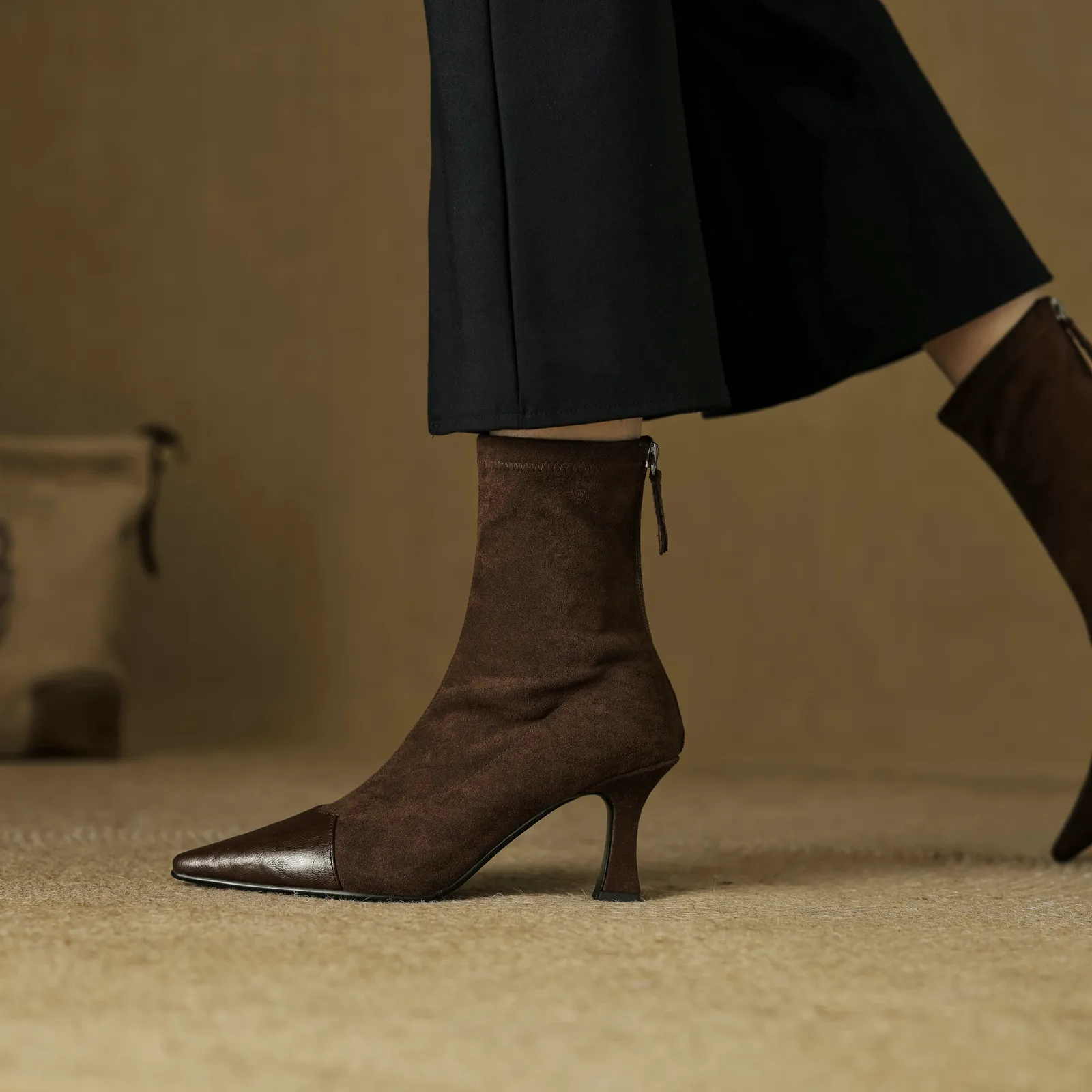 USS Shoes Suyin  Women's Pointed Toe Stretch Ankle Boots