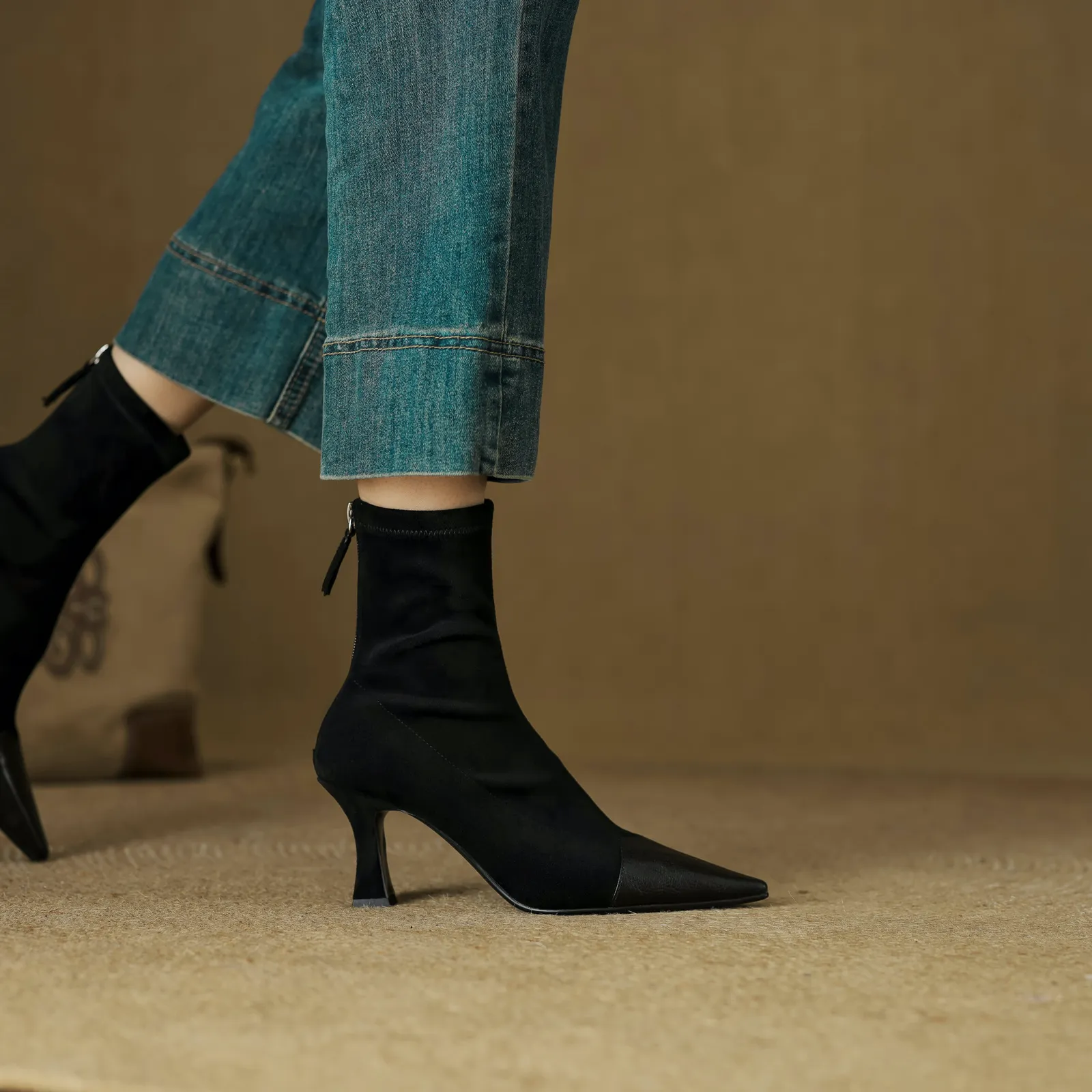 USS Shoes Suyin  Women's Pointed Toe Stretch Ankle Boots