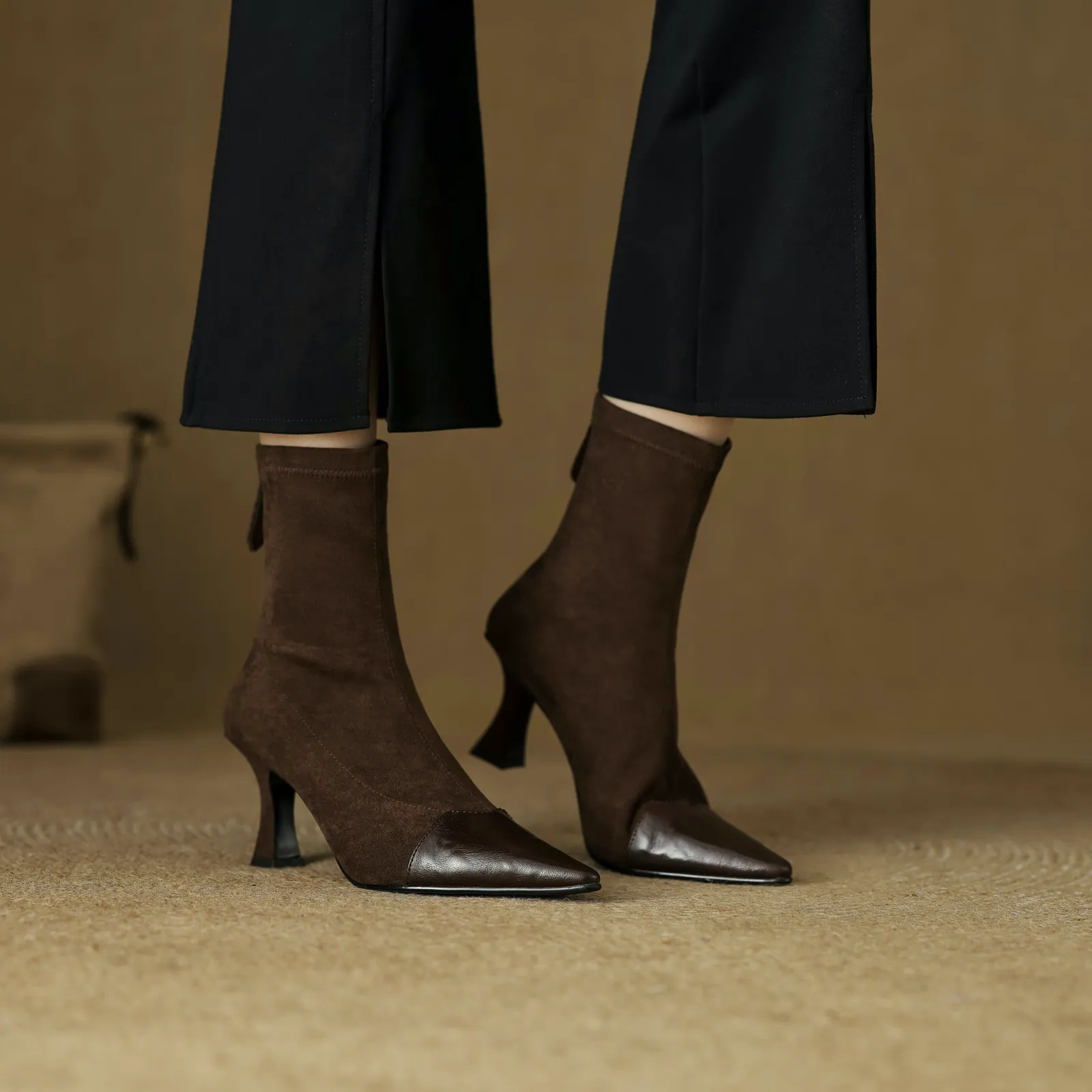 USS Shoes Suyin  Women's Pointed Toe Stretch Ankle Boots