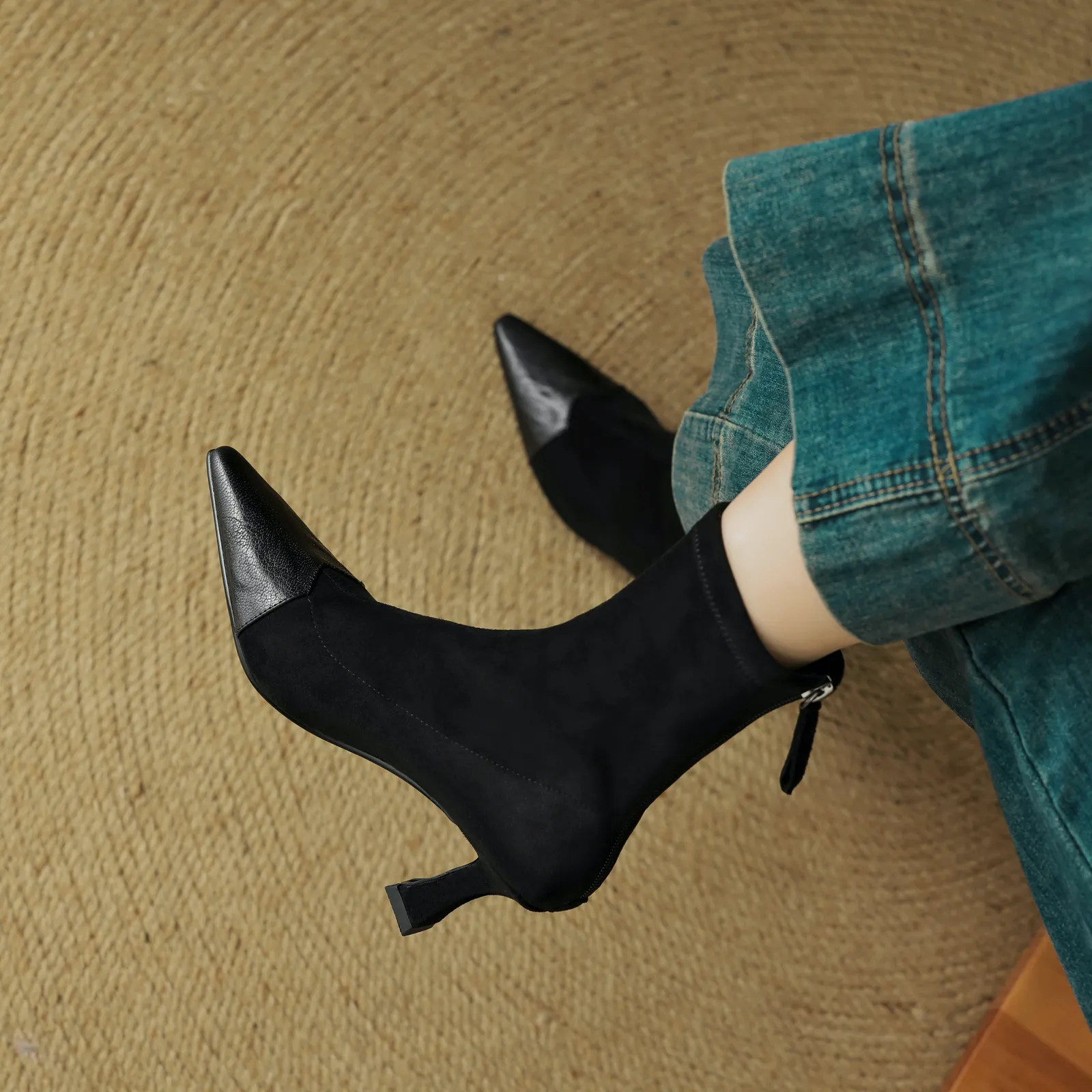 USS Shoes Suyin  Women's Pointed Toe Stretch Ankle Boots