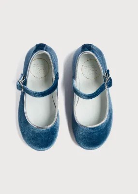 Velvet Mary Jane Shoes in Blue (25-34EU)