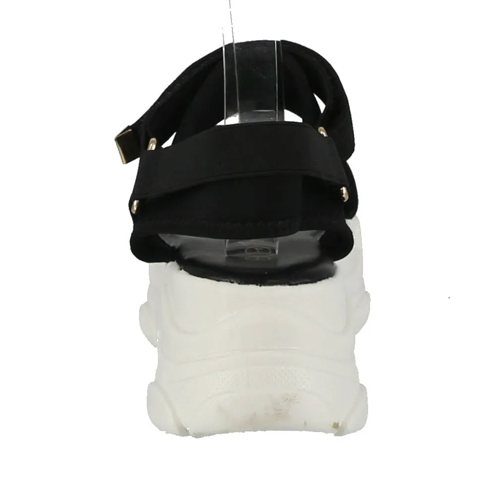 WOMAN'S SHOES BLACK FABRIC SANDAL FANCY-1