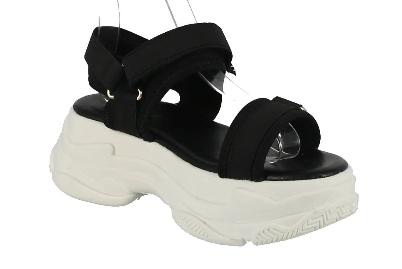 WOMAN'S SHOES BLACK FABRIC SANDAL FANCY-1