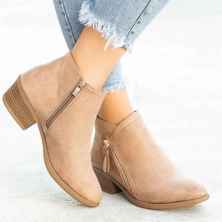 Women’s Low Heel Pointed Toe Ankle Boots