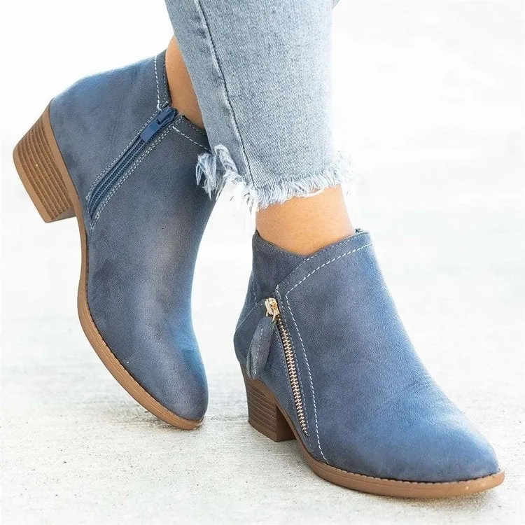 Women’s Low Heel Pointed Toe Ankle Boots