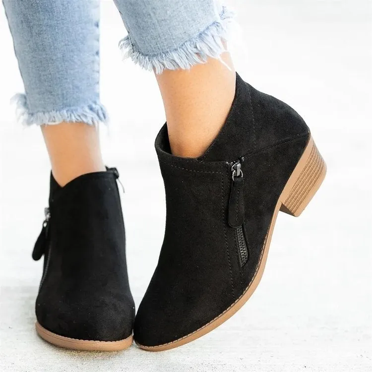 Women’s Low Heel Pointed Toe Ankle Boots