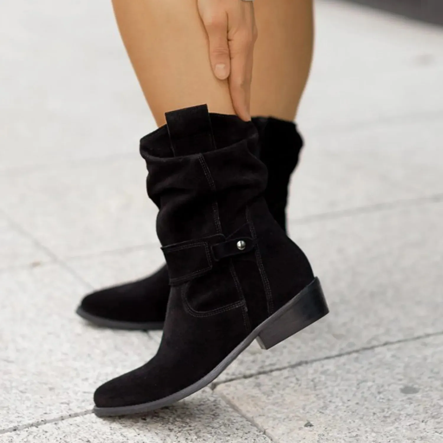 Women's Suede Slouchy Ankle Boots | Chic & Comfortable